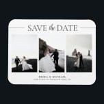 Magnet Flexible 3 Photos Élégant Mariage Classique Enregistrer La<br><div class="desc">3 Photos Elegant Classic Wedding Save The Date Magnet The Elegant Classic Wedding Save The Date Les Magnets sont la meilleure façon d'annoncer votre prochain mariage à vos invités. Le collage photo met en valeur le raffinement et le charme du design, avec sa typographie élégante et sa palette classique de...</div>