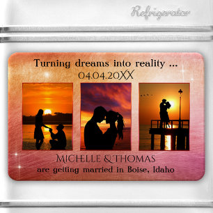 Magnet Flexible 3 Photos Romantique Colorée Enregistrer l'aimant d