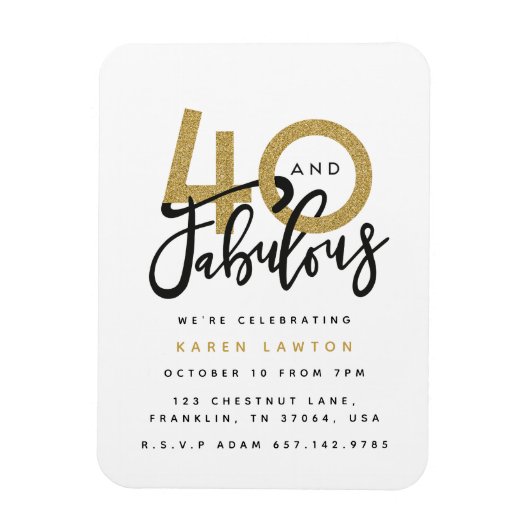 Magnet Flexible 40 et fabuleuse invitation à la fête d'anniversair (Vertical)