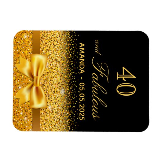Magnet Flexible 40 fabuleux anniversaire noir or save the date (Horizontal)