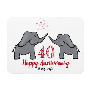 Magnet Flexible 40e anniversaire de mariage de rubis femme éléphan