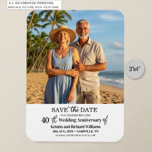 Magnet Flexible 40e Anniversaire de Mariage Enregistrez la Date Ph