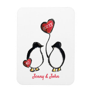 Magnet Flexible 40e anniversaire du mariage de rubis de Penguin