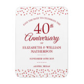 Magnet Flexible 40e anniversaire du Mariage Ruby Hearts Enregistre (Vertical)