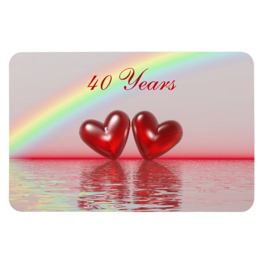 Magnet Flexible 40e Anniversary Ruby Hearts (Horizontal)
