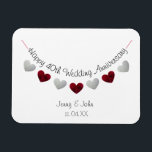 Magnet Flexible 40e Ruby Mariage Anniversaire de bunting cadeau /<br><div class="desc">Aimant cadeau personnalisé 40e anniversaire de mariage de rubis avec bouquet de coeur en argent et rouge. Un beau cadeau pour un mari et une femme qui célèbrent quarante ans de mariage. Ou préférez un couple pour organiser une fête. Le texte peut être personnalisé en fonction des noms et de...</div>