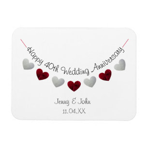 Magnet Flexible 40e Ruby Mariage Anniversaire de bunting cadeau /