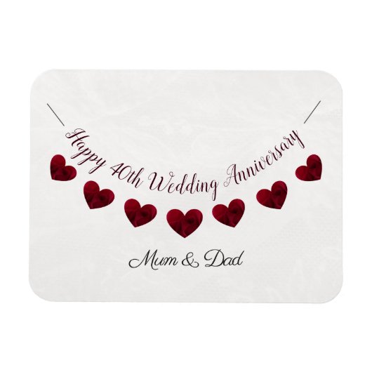 Magnet Flexible 40e Ruby Mariage Anniversaire de bunting maman & p (Horizontal)