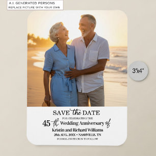Magnet Flexible 45e Anniversaire de Mariage Enregistrer la Date Ph