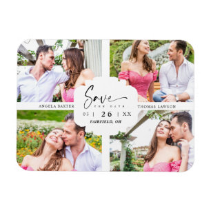 Magnet Flexible 4 Custom Photos Minimalist Modern Collage Wedding