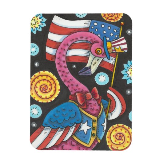MAGNET FLEXIBLE 4 JUILLET FLAMANT ROSE, ONCLE SAM AIMANT (Vertical)