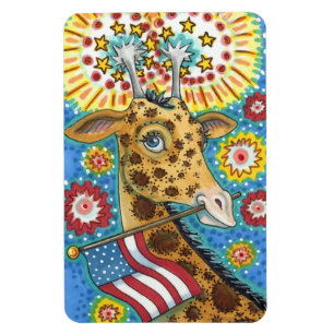 Magnet Flexible 4 juillet GIRAFFE PATRIOTIQUE & FEU D'ENTRÉE MÊME