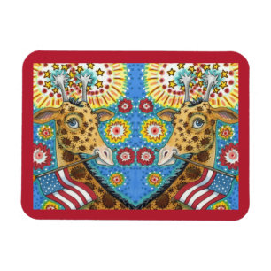 Magnet Flexible 4 juillet GIRAFFES JUMEAUX PATRIOTIQUES, FEU D'ENT