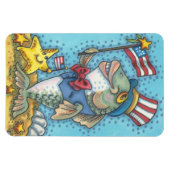 MAGNET FLEXIBLE 4 JUILLET POISSON PATRIOTIQUE ET ETOILE DE MER AIM (Horizontal)