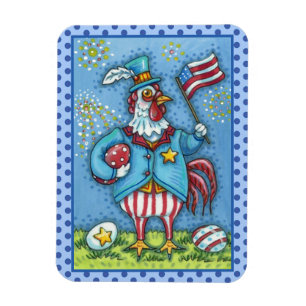 Magnet Flexible 4 juillet ROOSTER, FUNNY PATRIOTIC POULET