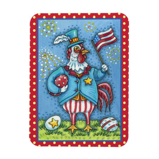 Magnet Flexible 4 juillet ROOSTER, FUNNY PATRIOTIC POULET (Vertical)