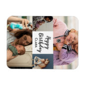 Magnet Flexible 4 Photos Collage Script personnalisé Anniversaire (Horizontal)