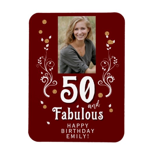 Magnet Flexible 50 et fabuleux Foliage Rouge 50e anniversaire Phot (Vertical)