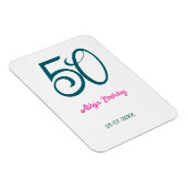 Magnet Flexible 50e anniversaire ajouter nom année turquoise rose (Côté Droit)