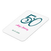 Magnet Flexible 50e anniversaire ajouter nom année turquoise rose (Côté Gauche)