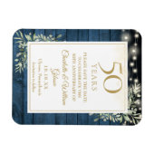 Magnet Flexible 50e Anniversaire Bleu Rustique Bois Économisez La  (Horizontal)