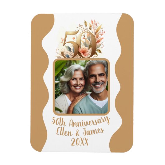 Magnet Flexible 50e anniversaire de Mariage d'or photo Keepsaké (Vertical)