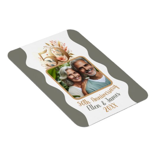 Magnet Flexible 50e anniversaire de Mariage d'or photo Keepsaké (Côté Droit)