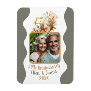Magnet Flexible 50e anniversaire de Mariage d'or photo Keepsaké
