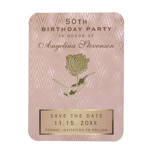 Magnet Flexible 50e anniversaire Enregistrer la date Rose or Flowe (Vertical)