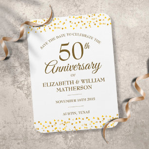 Magnet Flexible 50e Anniversaire Golden Hearts Enregistrez la Date