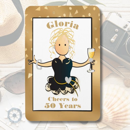 Magnet Flexible 50e anniversaire Sparkle Glam Funny Cheers à 50