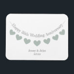 Magnet Flexible 55e anniversaire du mariage d'Emeraude<br><div class="desc">55e anniversaire mariage aimant avec battement de coeur vert. Le cadeau idéal pour les couples, les parents ou les grands-parents qui célèbrent leur anniversaire de mariage émeraude après cinquante-cinq ans de mariage. Cliquez sur personnaliser pour customiser le nom du mari et de la femme, de la mère ou du père...</div>