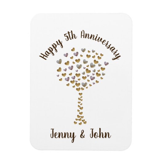Magnet Flexible 5e anniversaire mariage de bois cadeau (Vertical)