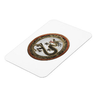 Magnet Flexible [600] Dragon oriental sacré noir et or