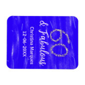 Magnet Flexible 60 & fabuleux anniversaire bleu argent ajouter nom (Horizontal)