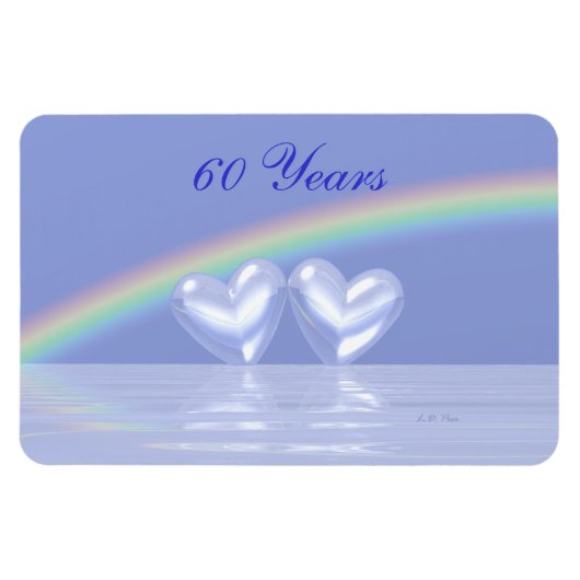 Magnet Flexible 60e anniversaire Coeurs de diamants (Horizontal)