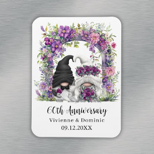Magnet Flexible 60e anniversaire de mariage Gnome fleurs violettes