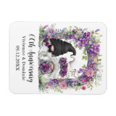 Magnet Flexible 60e anniversaire du Mariage Gnome Purple Floral (Horizontal)