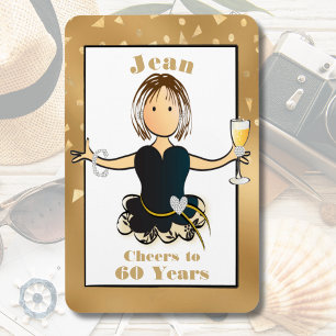 Magnet Flexible 60e anniversaire Sparkle Funny Cheers to 60 Cartoo