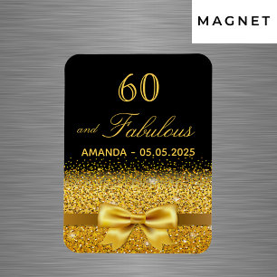 Magnet Flexible 60th birthday black gold elegant save the date