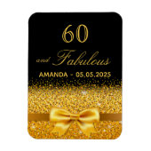 Magnet Flexible 60th birthday black gold elegant save the date (Vertical)
