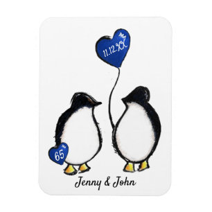 Magnet Flexible 65e anniversaire mariage pingouin aimant cadeau