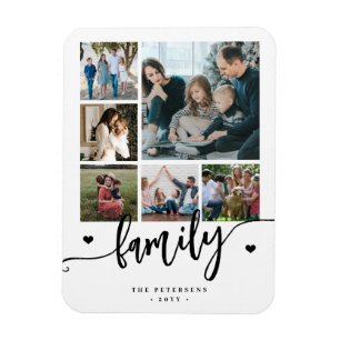 Magnet Flexible 6 collage de photos de famille écriture noir et bl