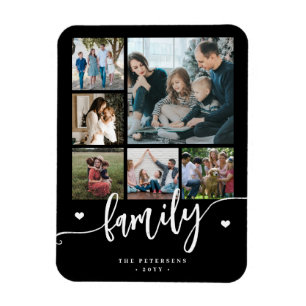Magnet Flexible 6 collage de photos de famille écriture noir et bl