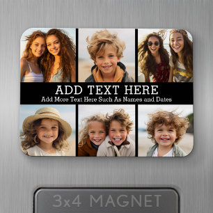 Magnet Flexible 6 Collage photo 2 lignes de texte — CAN Edit Black