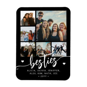 Magnet Flexible 6 collage photo meilleures amies script noir et bl
