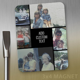 Magnet Flexible 6 photo collage - black background - white text
