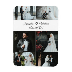 Magnet Flexible 6 photo Collage de mariage personnalisé avec des n
