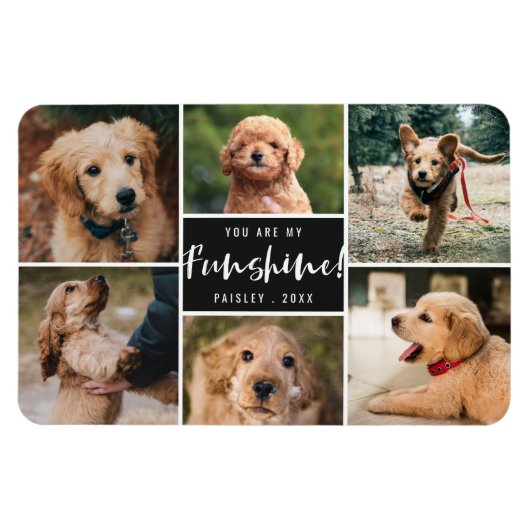 Magnet Flexible 6 Photo Collage Vous Êtes Ma Funshine | Animal noi (Horizontal)