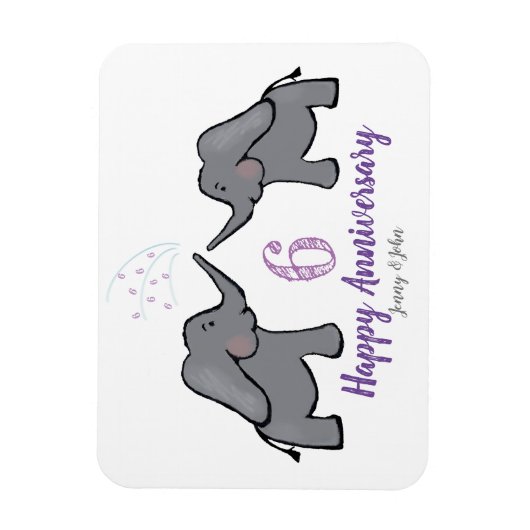 Magnet Flexible 6e anniversaire de mariage de fer aimant d'éléphan (Vertical)